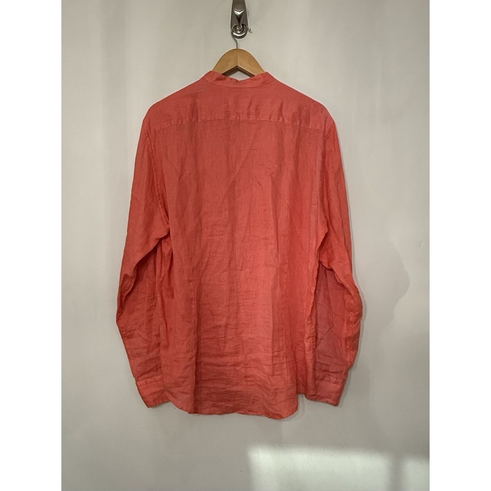 Tagliero Asmara 100% Flax Linen Top Coral Lightweight Button Up Summer Womens XL - Picture 2 of 7